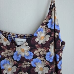 Wilfred V Neck Cocktail Dress Floral Slip Dress Brown Blue Cream Lined Sz 4 EUC